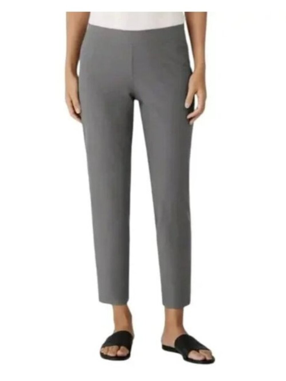 EILEEN FISHER Washable Stretch Crepe Pant in Gray - Size S
